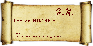 Hecker Miklós névjegykártya